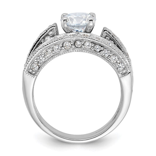 Sterling Silver Rhodium-plated 2-Piece CZ Wedding Set Ring