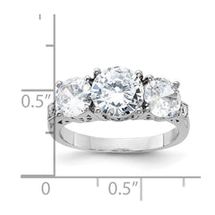 Sterling Silver Rhodium-plated 3 Stone CZ Ring