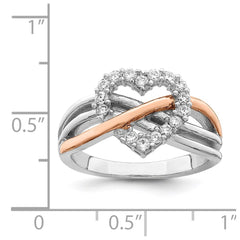 Sterling Silver and Vermeil Polished CZ Heart Ring