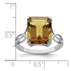 Sterling Silver Rhodium Whiskey Quartz Ring