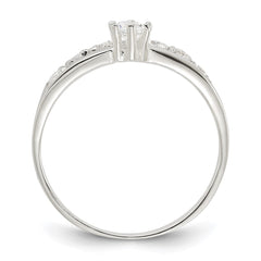 Sterling Silver Row and Solitaire CZ Ring