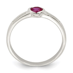 Sterling Silver Red CZ Heart Ring