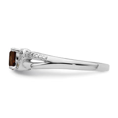 Sterling Silver Rhodium Smoky Quartz Diam. Ring