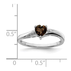 Sterling Silver Rhodium Smoky Quartz Diam. Ring