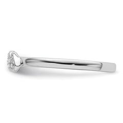 Sterling Silver Rhodium Plated Diamond Double Heart Stackable Ring