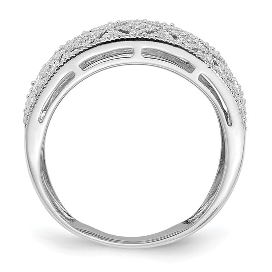 Sterling Silver Rhodium Plated Fancy Diamond Band