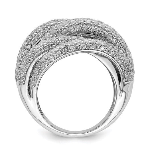 Sterling Shimmer Sterling Silver Rhodium-plated 536 Stone Pav�� CZ Ring