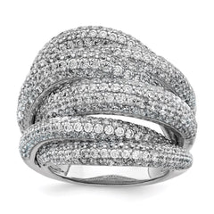 Sterling Shimmer Sterling Silver Rhodium-plated 536 Stone Pav�� CZ Ring