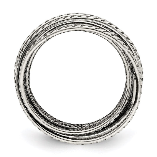 Sterling Silver Antiqued Textured One Piece Spring Ring