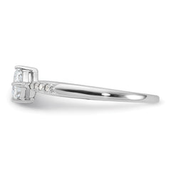 Sterling Silver Rhodium-plated Polished and Square Shaped CZ Ring