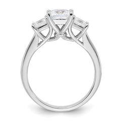 Sterling Silver Rhodium-plated & CZ 3 Stone Ring