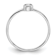 Sterling Silver Rhodium-plated Polished CZ Circle Ring