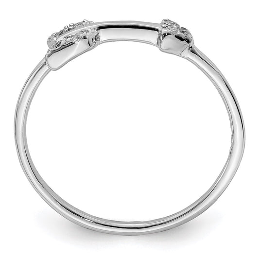 Sterling Silver Rhodium-plated Polished CZ Arrow Ring