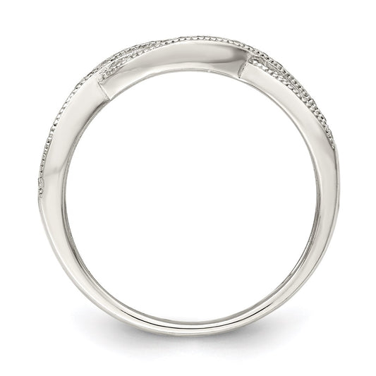 Sterling Silver Rhodium-plated CZ Ring