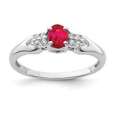 Sterling Silver Rhodium-plated Ruby and White Sapphire Ring