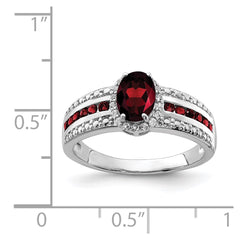 Sterling Silver Rhodium-plated Garnet and White Topaz Ring
