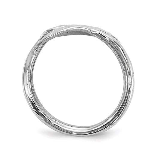 Sterling Silver Rhodium-plated Leaf Ring