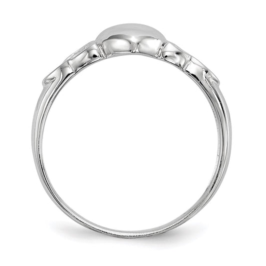 Sterling Silver Rhodium-plated Polished Claddagh Ring
