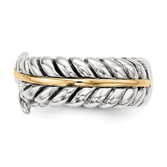 Sterling Silver w/14k Antiqued Leaves Bypass Ring
