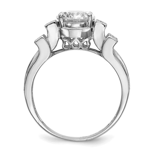 Sterling Silver Rhodium-plated CZ Tiered Pav������������������ Ring