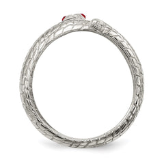 Sterling Silver Red Eye Crystal Snake Ring
