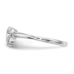 Sterling Silver Rhodium-plated Open Heart CZ Polished Ring