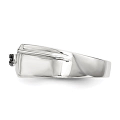 Sterling Silver Rhodium-plated Mens Black Diamond Polished Ring