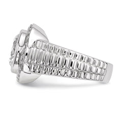 Sterling Silver Rhodium-plated Mens CZ Ring