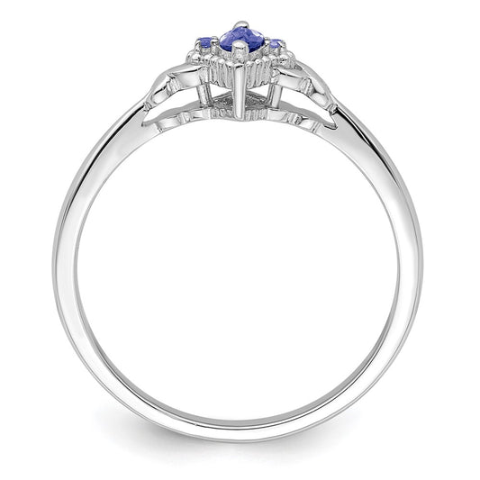 Sterling Silver Rhodium Diam. and Tanzanite Ring
