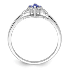 Sterling Silver Rhodium Diam. and Tanzanite Ring