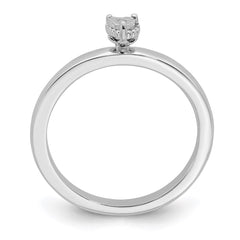 Sterling Silver Rhodium Plated Polished Diamond Heart Shape Ring