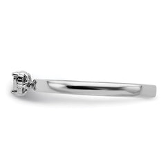 Sterling Silver Rhodium Plated Polished Diamond Heart Shape Ring