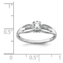 Sterling Silver Rhod-plated Diamond White Topaz Ring