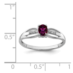 Sterling Silver Rhod-plated Diamond Rhodolite Garnet Ring