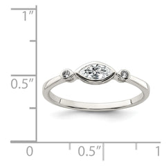 Sterling Silver Rhodium-plated Polished White Topaz Ring