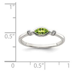 Sterling Silver Rhodium-plated Polished Peridot and White Topaz Ring