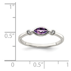 Sterling Silver Rhodium-plated Polished Amethyst/White Topaz Ring