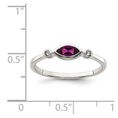 Sterling Silver Rhodium-plated Polished Rhololite and White Topaz Ring