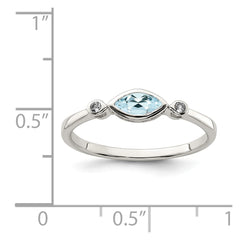 Sterling Silver Rhodium-plated Polished Aquamarine/White Topaz Ring