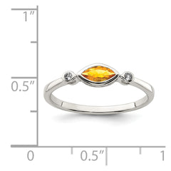 Sterling Silver Rhodium-plated Polished Citrine and White Topaz Ring