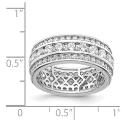 Sterling Silver Rhodium-plated CZ 3-row Eternity Ring