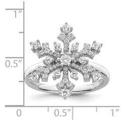 Sterling Silver Rhodium-plated CZ Snowflake Ring