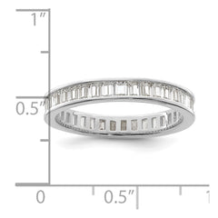 Sterling Silver Polished Rhodium-plated Channel Set CZ Band