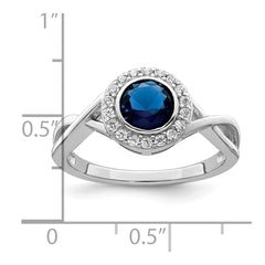 Sterling Silver Rhodium-plated CZ and Glass Stone Ring