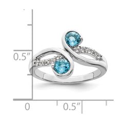 Sterling Silver Rhod-plated .8t.w. LSBT/White Topaz Swirl Ring