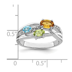 Sterling Silver RH-plated 1.09t.w. CI/PE/LSBT/WT Ring