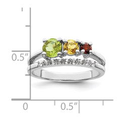 Sterling Silver RH-plated 1.02t.w. PE/CI/GA/WT Bypass Ring