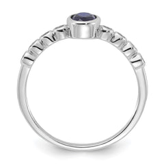 SS Rh-plated  .01Created White Sapphire .56Created Blue Spinel Ring