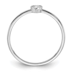 Sterling Silver Rhodium-plated CZ Heart Ring