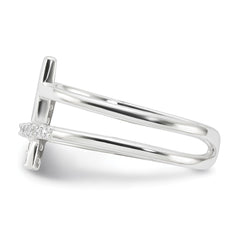 Sterling Silver E-coated CZ Cross Open Back Ring